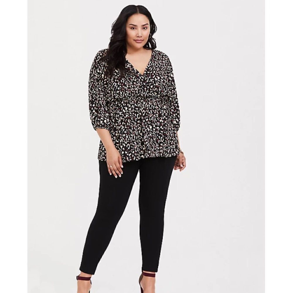 TORRID Leopard Print V Neck Blouse